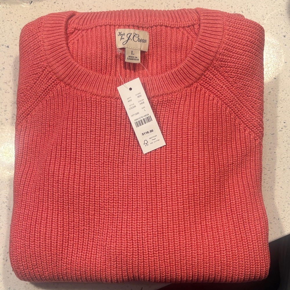 J. Crew Men's Sweater in Vibrant Coral